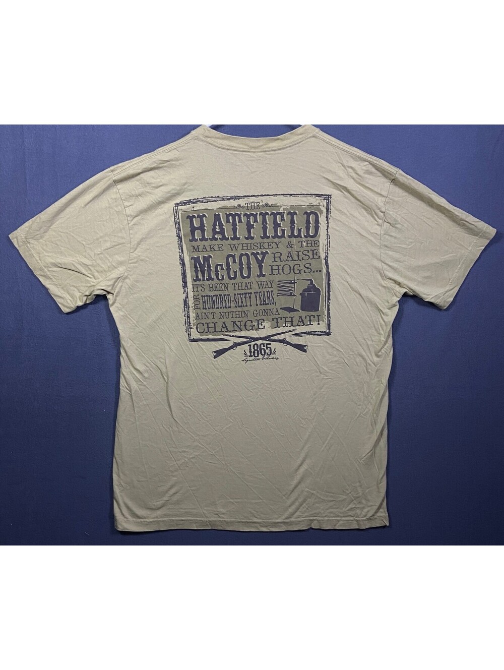Hatfield Family 1865 Signature Whiskey Graphic T-Shirt Tan Size Large